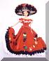 [long red mexican style gown with sombrero]